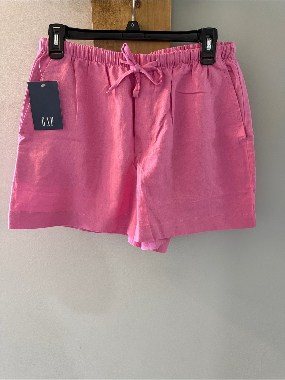 GAP Women's Bright Pink Drawstring Linen-Blend Shorts, NWTs